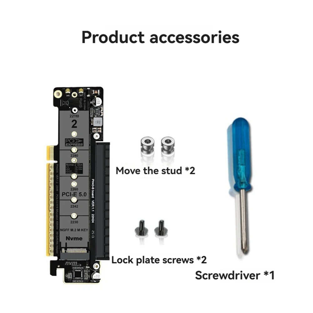 AU33-Pcie X16 To X8+ X4+ X4 Split Expansion Adapter Card M. 2 Nvmex2 Input Port Splitter Card For 2280/2260/2242/2230 SSD