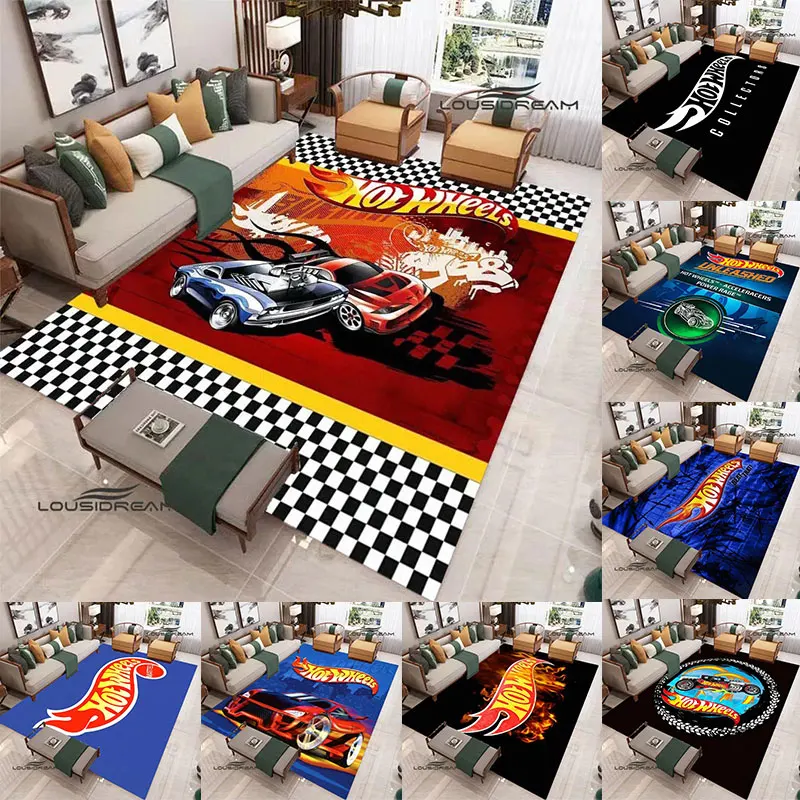 MINISO Hot Wheels موضة السجاد المطبوع عدم الانزلاق السجاد غرفة المعيشة غرفة نوم منطقة البساط غرفة نوم الديكور البساط هدية عيد ميلاد INS