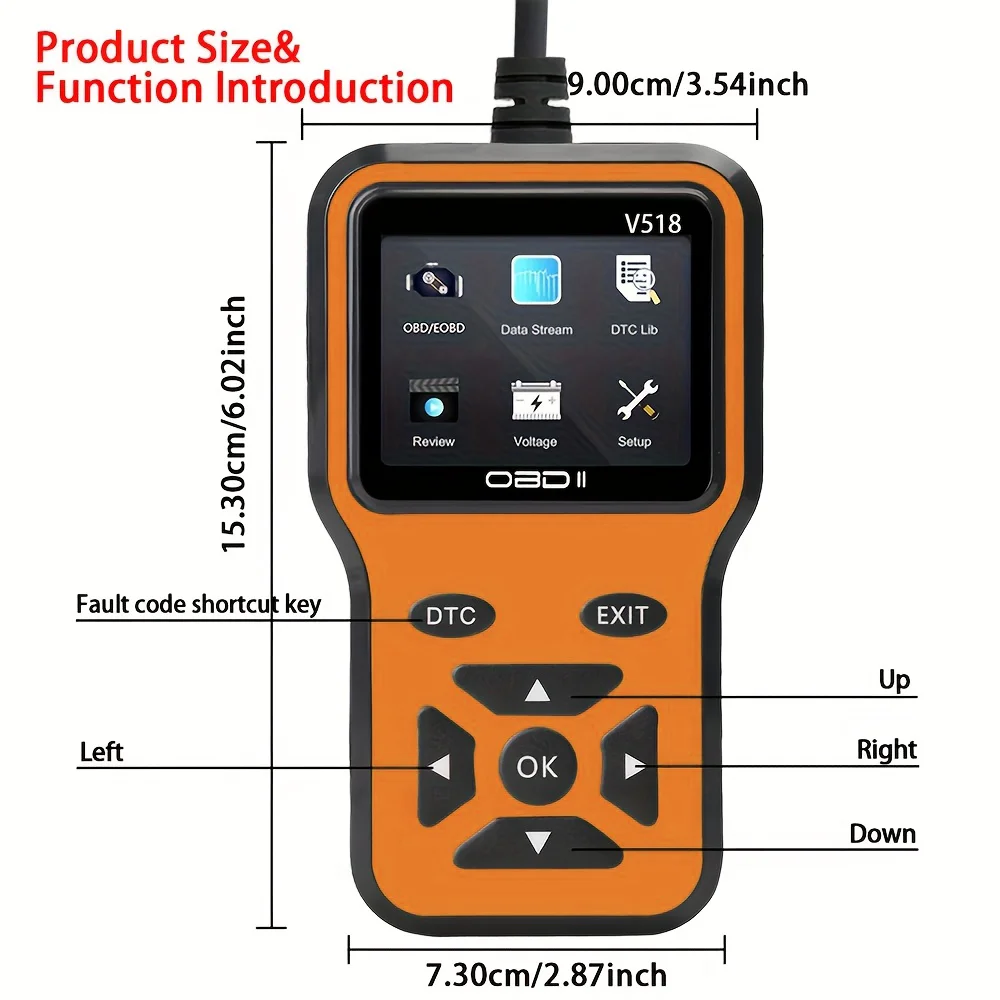 V518 Professional Obd2 Scanner Car Engine Diagnostic Tool Check Engine Light Reader Code Eraser Universal Vehicle Scanner