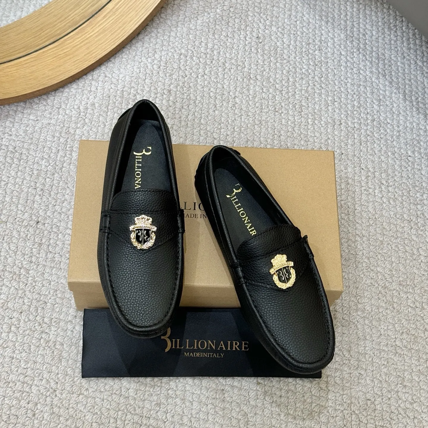 BILLIONAIRE Men Shoes Lychee Patterned Calf Leather High-Quality Outdoors European big size 38-46 Metal Old Money Newly rich