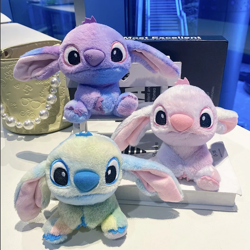 Disney Stitch Plush Pendant Doll, Chaveiro dos desenhos animados, Brinquedo para criança, Namorada, Decoração de mochila, Presente de Natal, Novo, 12cm