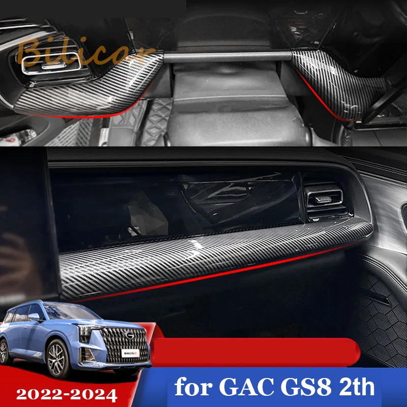 for Trumpchi GAC GS8 2023 2024 2022 Carbon Fiber ABS Interior Dashboard Center Console Stripe AC Air Vent Outlet Cover Trim