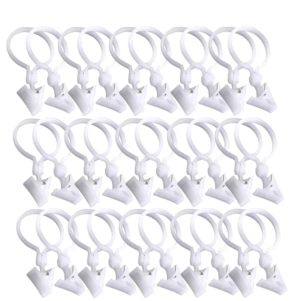 

12 X6cm Shower Curtain Buckle White Color Track Hooks Detachable for Drapes Rings Clips Holders