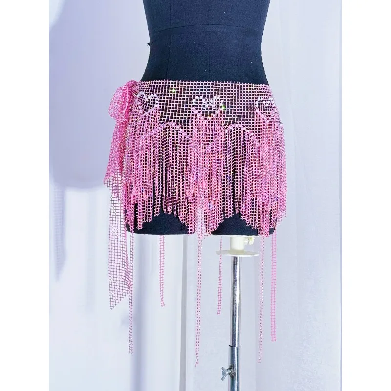 

Юбка для танца живота по индивидуальному заказу, поясная цепочка, рыболовная сеть, яркий бриллиантовый платок русалки, универсальный поясной шарф для восточного танца Simi