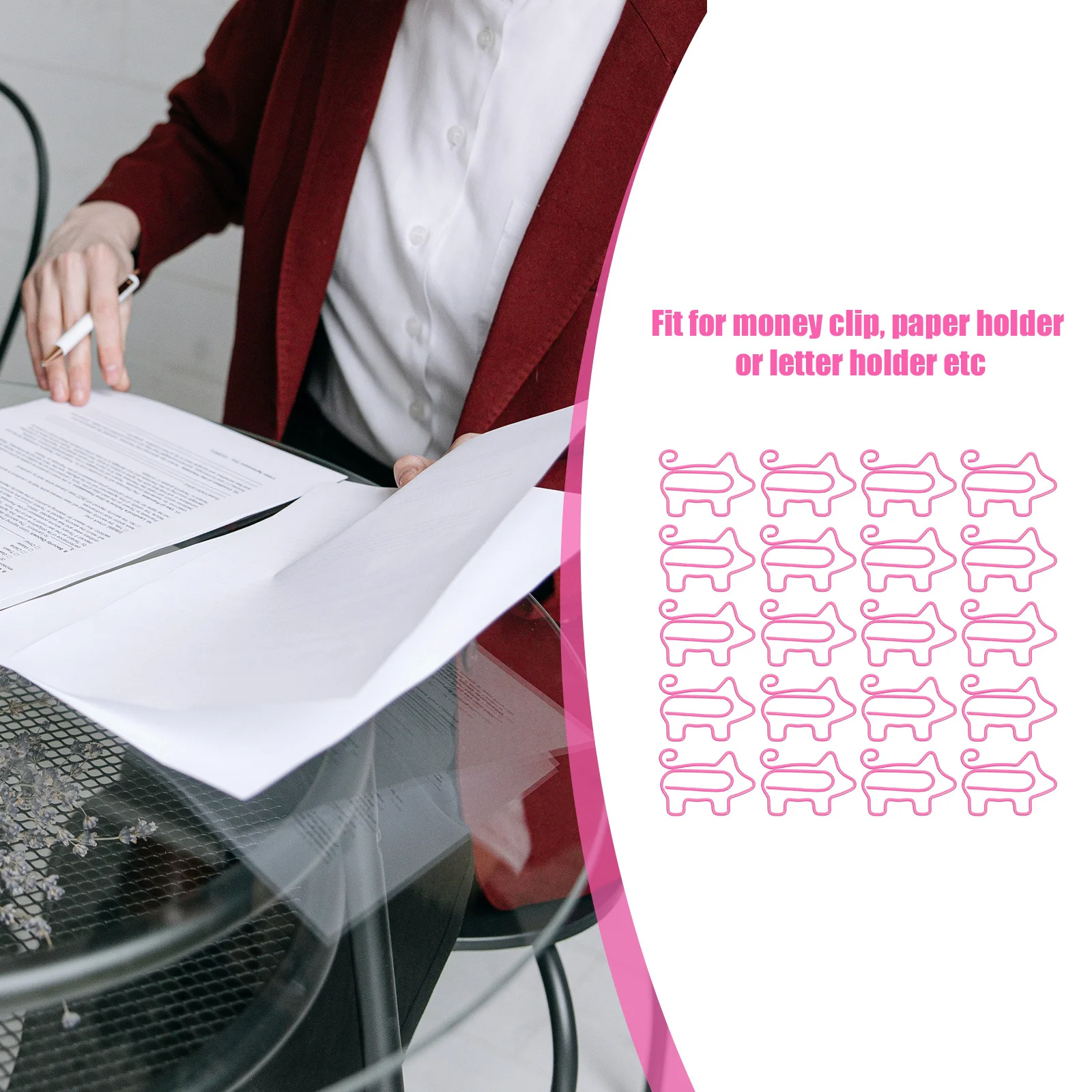 

50pcs Pig Shaped Paper Clips Metal Colorful Office School Supplies Holder For Papers Money Letters Iron Stationery Clip