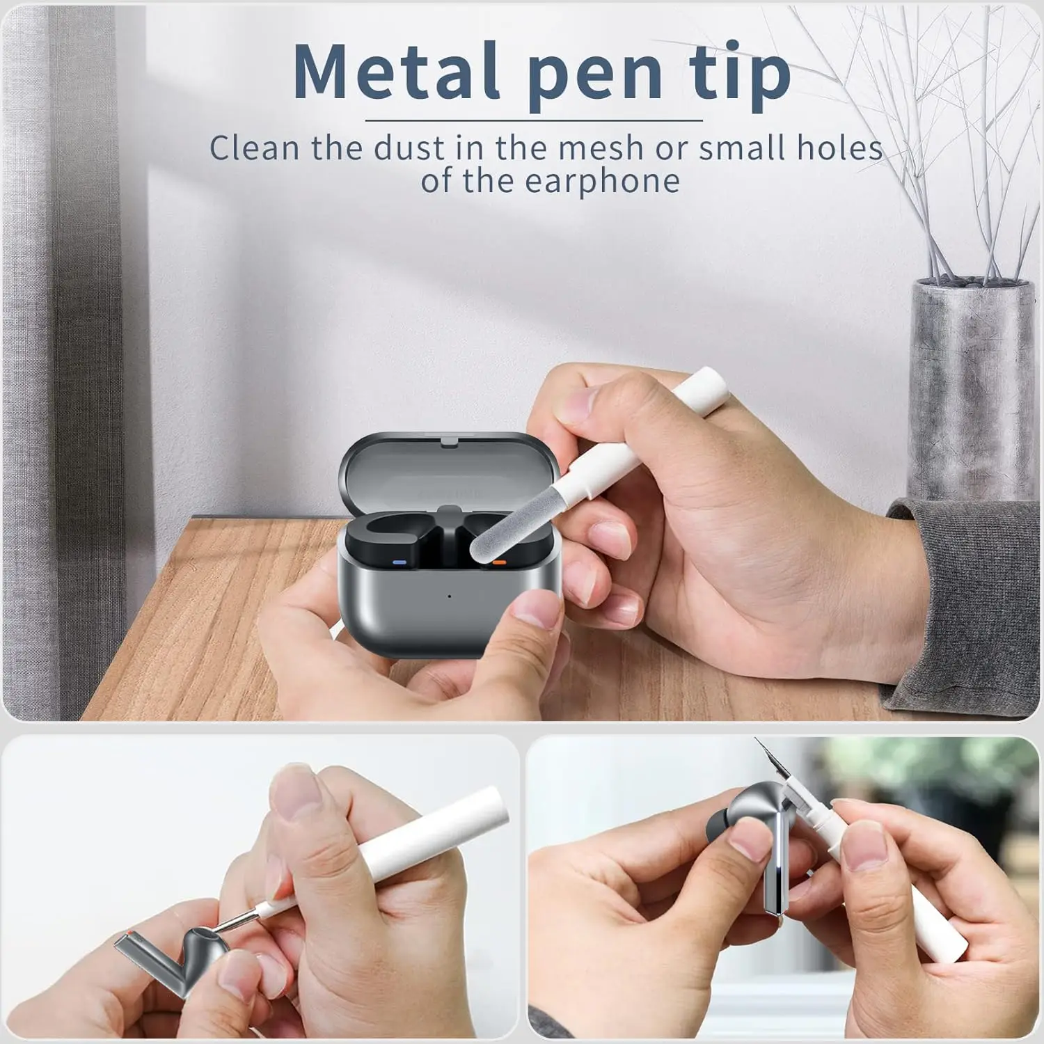 Samsung Galaxy Buds 3 ケース & Galaxy Buds 3Pro ケースフルボディ耐衝撃安全ロッククリップハードケースとカラビナクリーナーペン