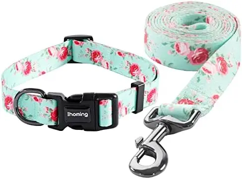 

Pet-friendly collar & leash set for dogs, cats, small kids – floral design, up to 20lbs training.