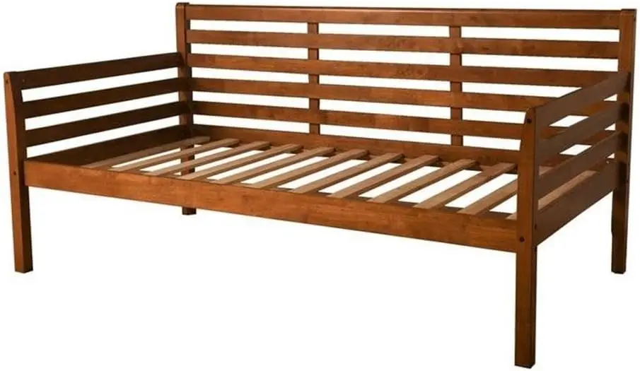 Kodiak Furniture Twin Size Daybed with Wooden Slats in Wood, in Brown, No Box Spring Needed, Easy Assembly