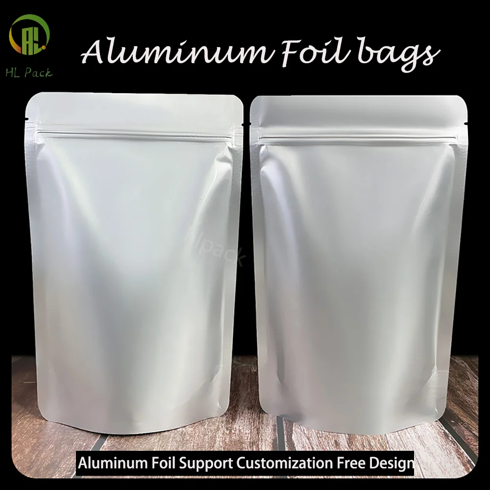 

50/100Pcs Standup Aluminum Foil self-sealing packaging bags Ziplock Bag Reclosable Snack Coffee Light Proof Gift Storage Pouches