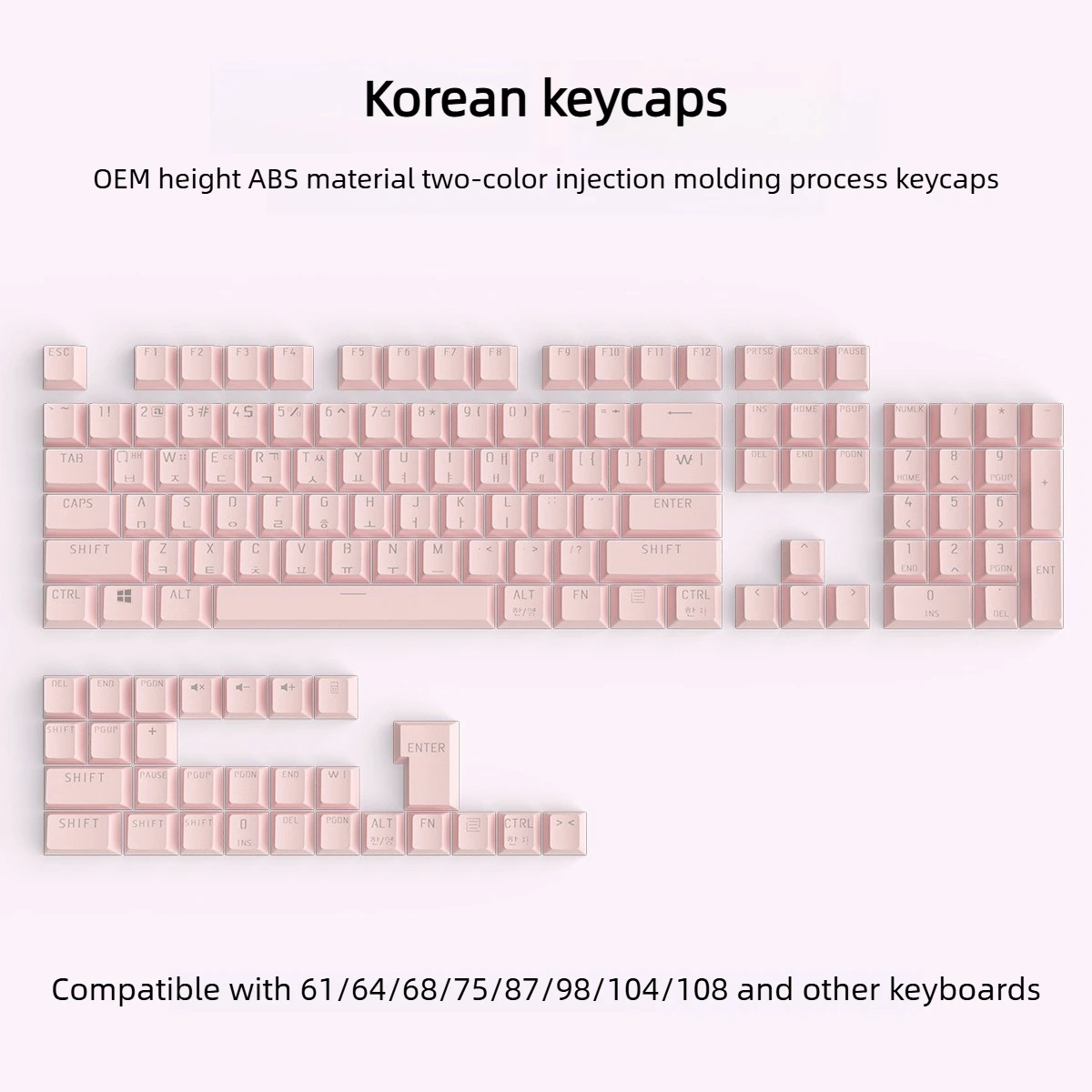 Korean Keycaps Set for Mechanical Keyboard Transparent Black White Key Cap Set for Mechanical Keyboards 68 75 80 95 108