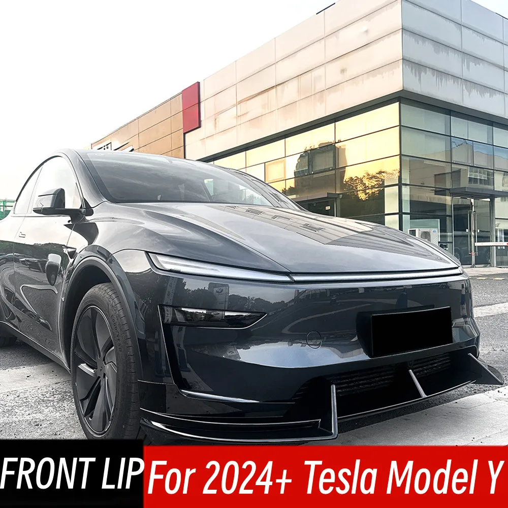 

For 2024+ Tesla Model Y Bodykit Car Front Bumper Lip Chin Spoiler Splitter Diffuser Exterior Upgrade Tuning Accessories Part
