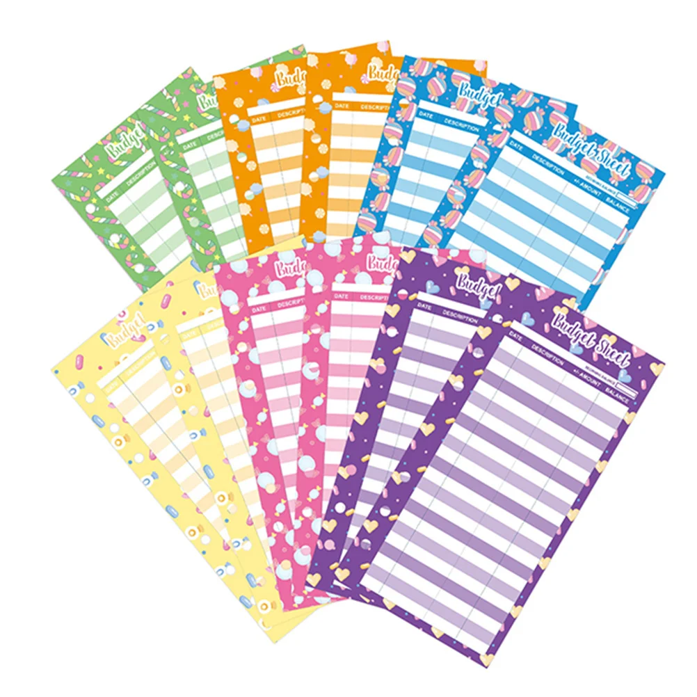 24 قطعة من بطاقات استهلاك طباعة الحلوى، أوراق الميزانية، تتبع نفقات المكتب العشوائي، الاستخدام التجاري