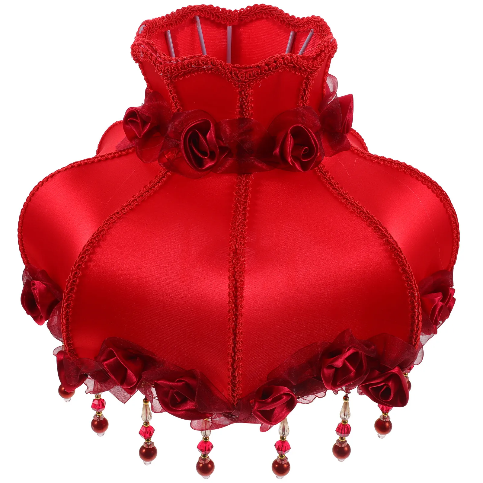 

Retro European Cloth Lampshade Lace Beads Tassel For Table Floor Wall Lamp Vintage Cover Decorative Shade Replacement Home