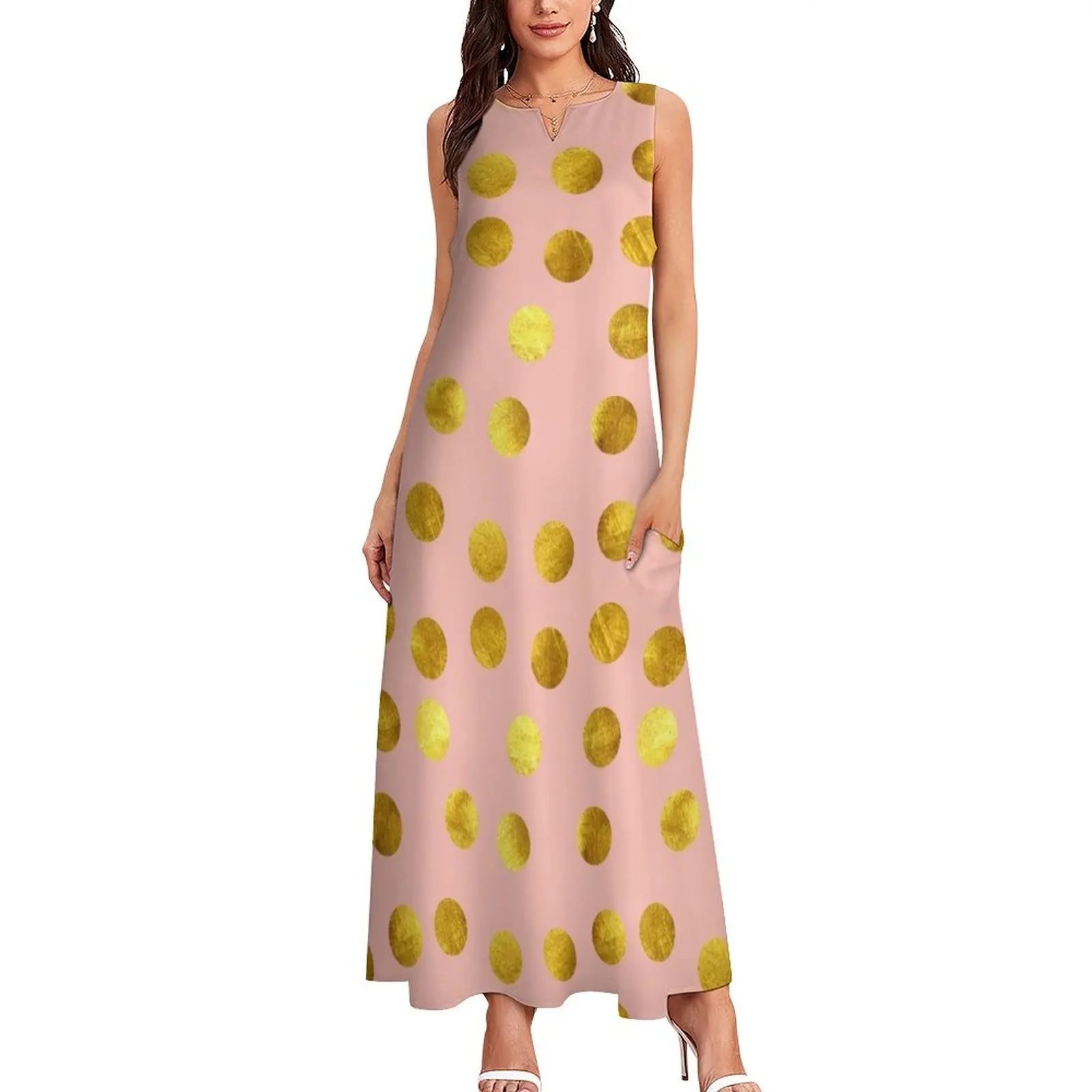 Gold and pink dots Long Dress dresses for women 2025 Dance dresses ladies dresses for special occasion Dress