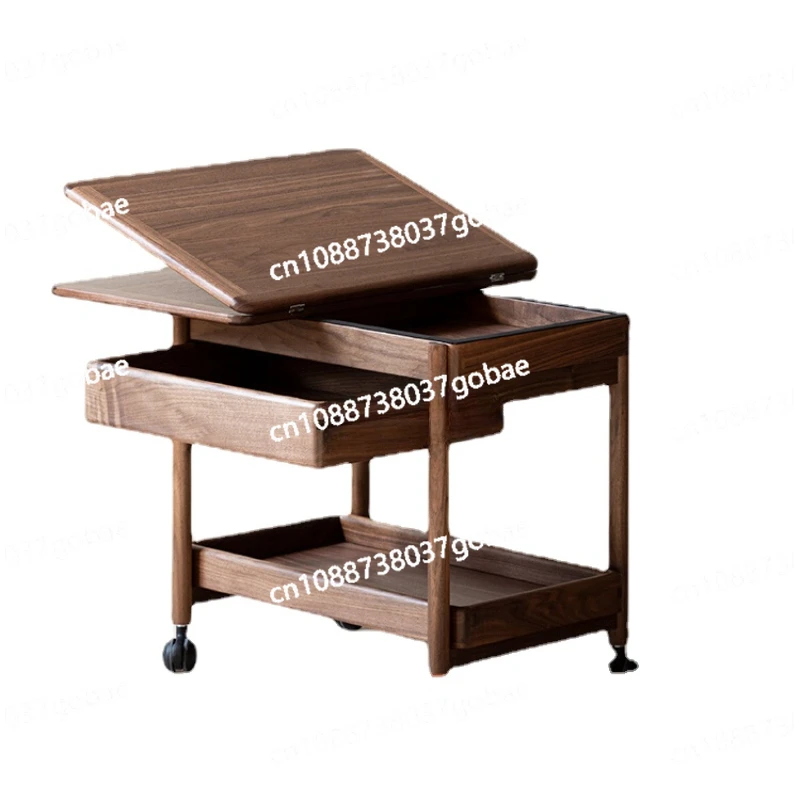 CX Living Room Mobile Coffee Table Mobile Side Table Living Room Home Small Apartment Black Walnut Foldable Desktop