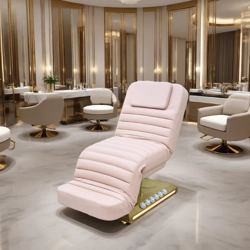 

Pink Aesthetic Chair Cosmetic Spa Bed Electric Facial Chair Synthetic Leather Beauty Salon Lash Massage Bed