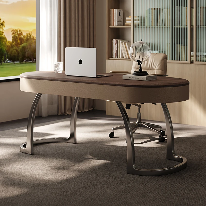 

High-end desk 2025 new designer Italian minimalist high-end walnut color bedroom study