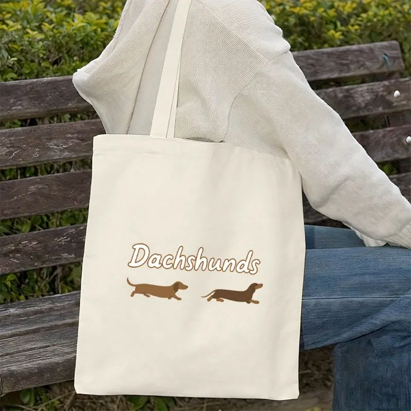 Brown Dachshund Pattern Crossbody Bag，Simple retro shoulder bag，Versatile casual bag for daily commuting，Large-capacity storage