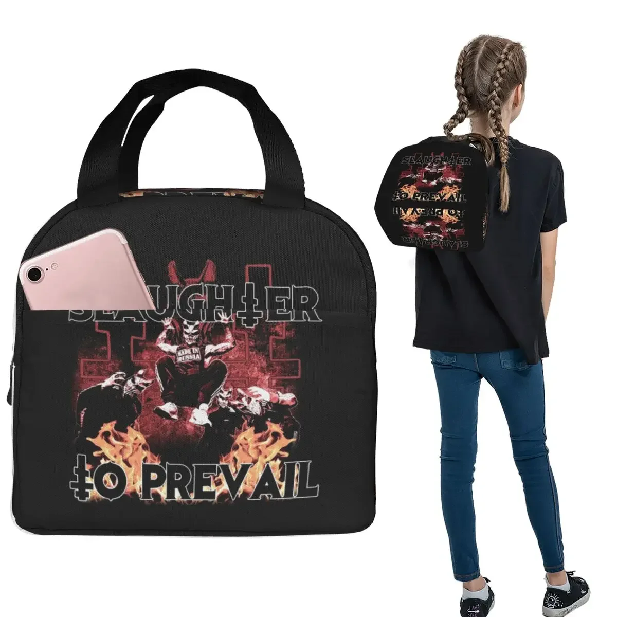 

Изолированная сумка для обеда Slaughter To Prevail Darkness Music Band для женщин и детей, портативные контейнеры для еды, термосумка для обеда