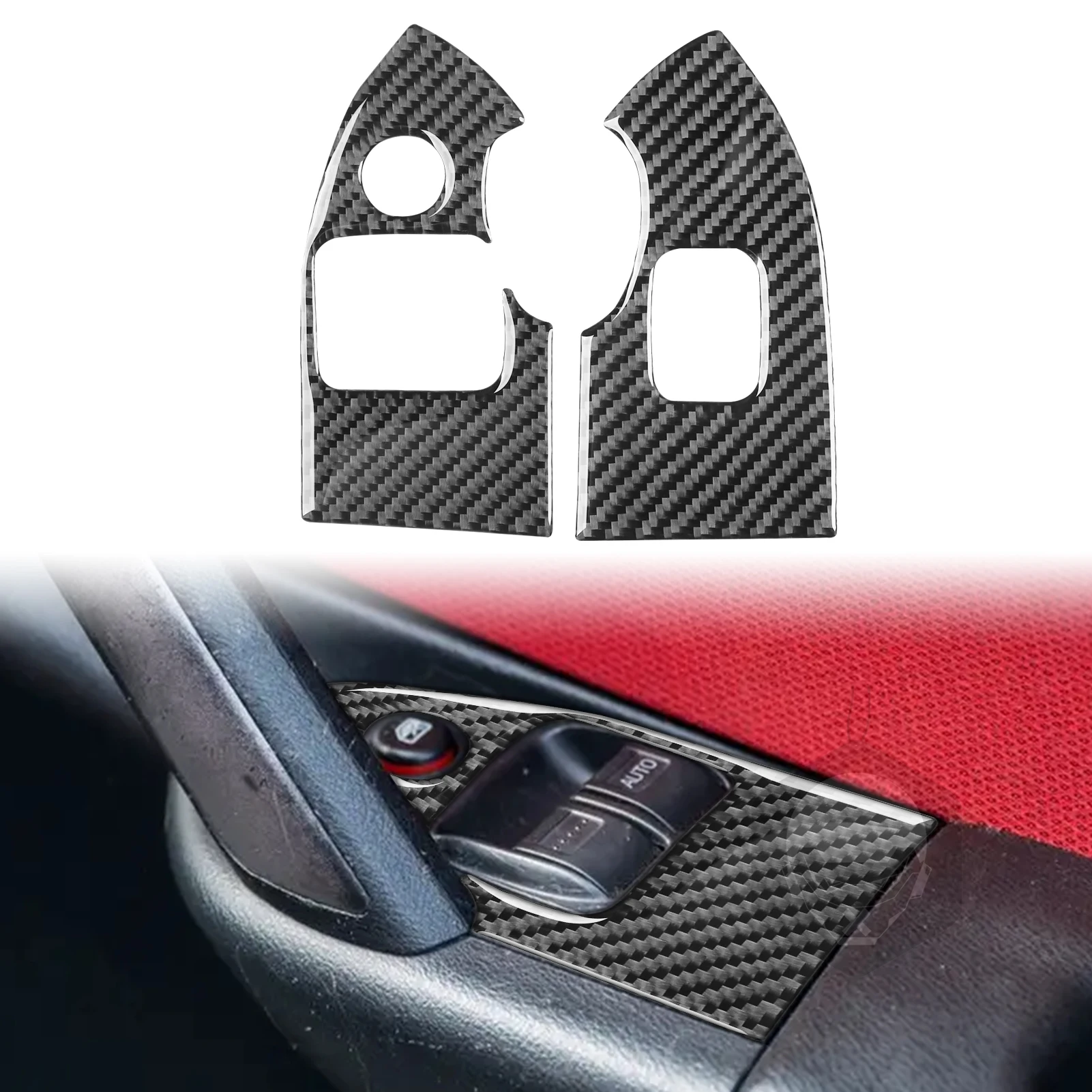 Para honda civic si 2001-2005 fibra de carbono janela elevador botão de controle painel guarnição acessórios interiores do carro adesivos decorativos