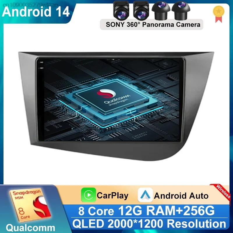 Autoradio 2Din Android 14 Carplay For Seat Leon 2 MK2 Altea 2005-2012 Autoradio wifi gps Car Radio Multimedia Player Automotive