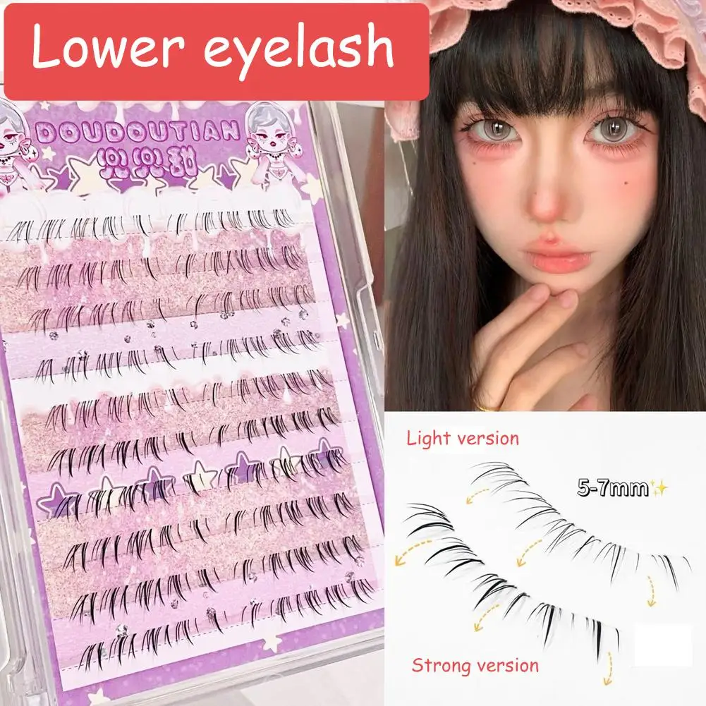 10 Rows Lower Eyelashes Fairy Fake Lashes Slanted Small Crossed Segmented Natural Under Lashes Manga Lashes Cosmetics