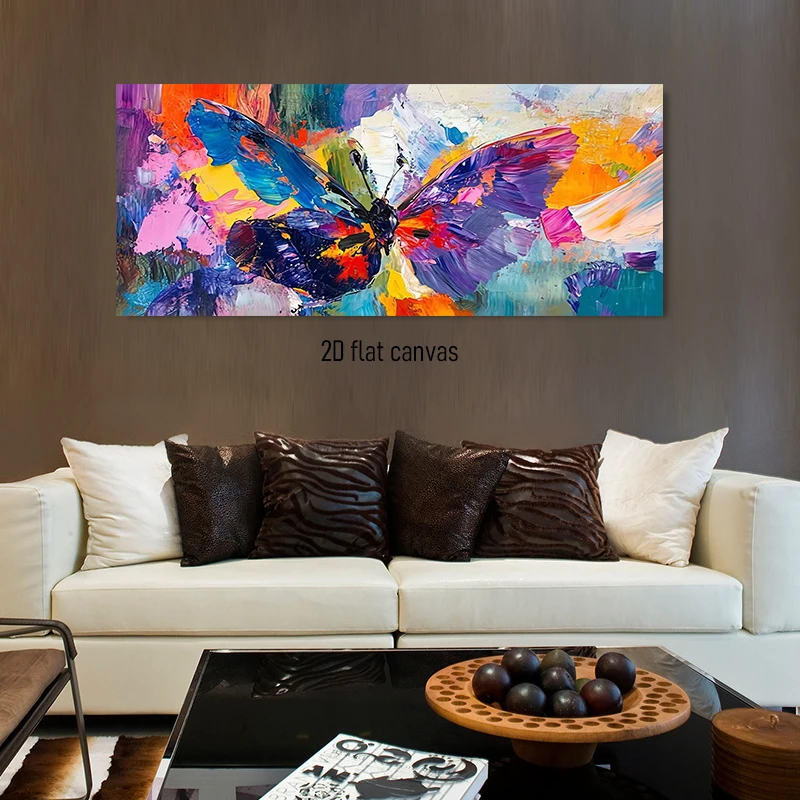 1 abstract butterfly oil painting, living room entrance hallway, bedroom headboard decoration painting, 2D plan
