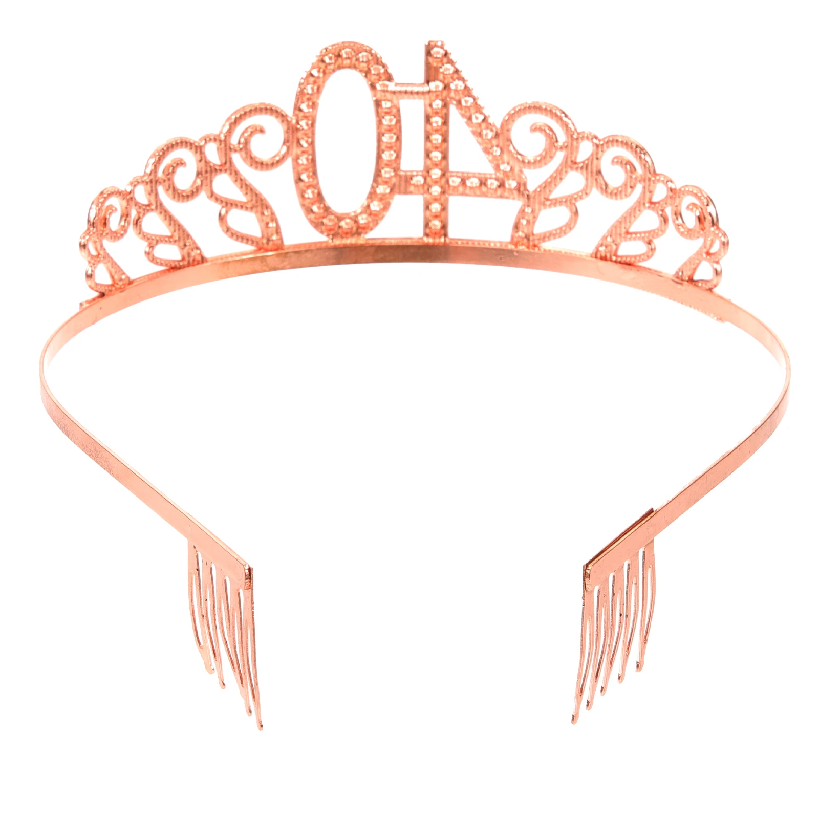 

Rhinestone Crown Wedding 40th Birthday Women Golden Tiara Comb Crystal Hair Accessory Anti Rust Non Allergic