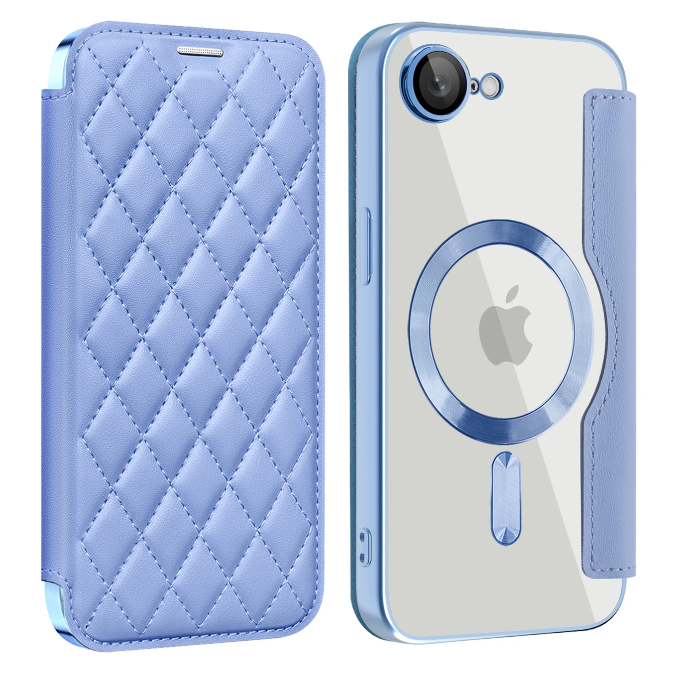 

10pcs RFID Blocking Wallet Leather Magnetic Ring Electroplating Phone Case for Iphone 16E/16/15/14 Pro Plus Max Cover Lens Film