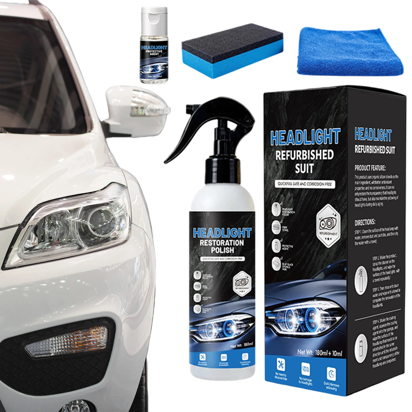 Automotive Headlamp Restoration Fluids Multi Purpose Fast & Easy Car Headlights Cleaners for Improving Night Driving Visibility