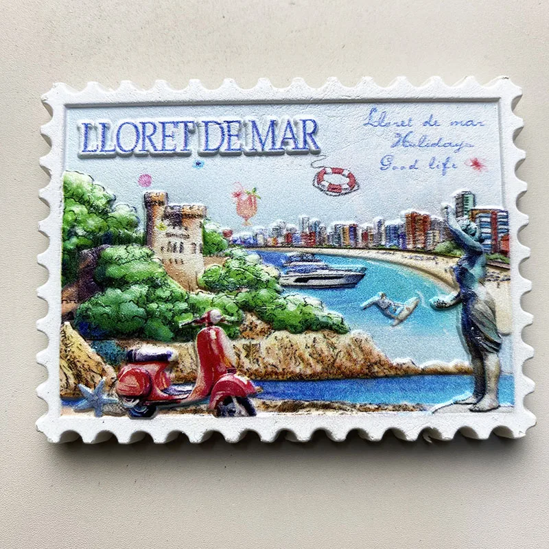 Lorete Coast, Mediterranean resort, 3D fridge magnets, landmarks, tourist souvenirs, decorative home, creative craft gifts