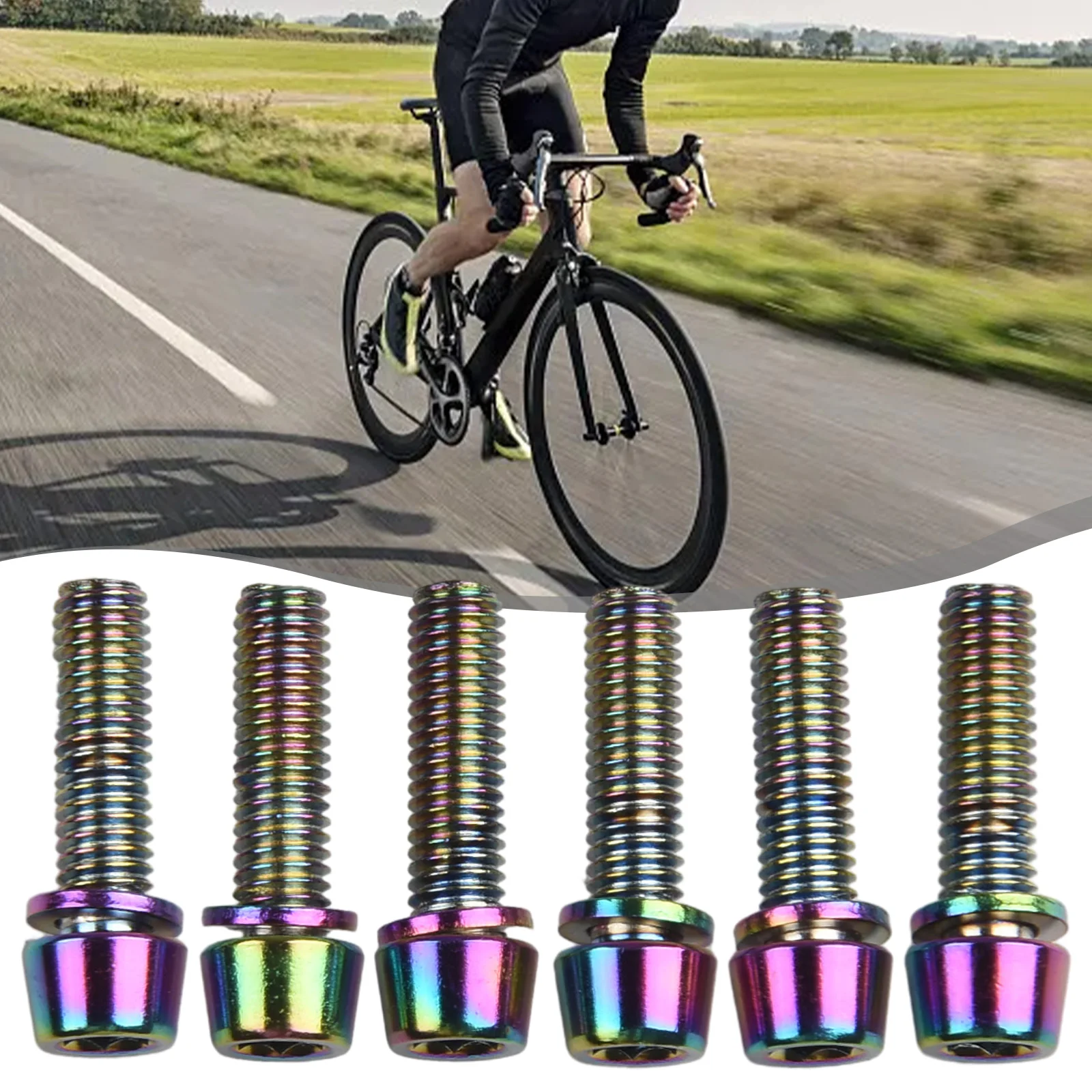 6 قطعة دراجة المقود الجذعية البراغي الجذعية المسمار دراجة أجزاء M5x18mm الدراجة اكسسوارات مسامير من الفولاذ المقاوم للصدأ ل دراجة الطريق الجبلية #2