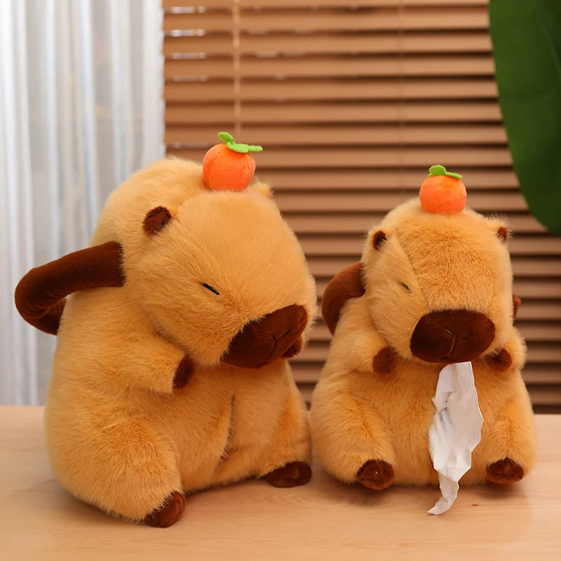 Hot Sale Cartoon 28/33CM Capybara Tissue Box Handbag Stuffed Animal Bag Super Soft Dolls Girls Boys Home Office Decor Pillow