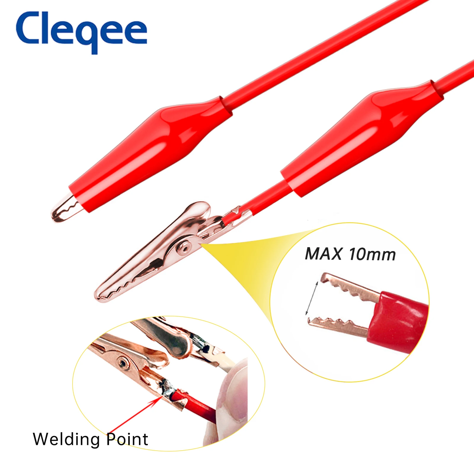 Cleqee P1044 5PCS 4mm Stackable ปลั๊กกล้วยทองแดงคลิปจระเข้ชุดทดสอบทนทานทดสอบสําหรับมัลติมิเตอร์ 1M