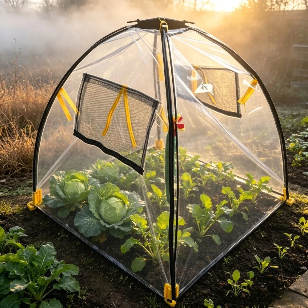 Small Portable for pe Greenhouse Tent for Plants Winter Semi-Transparent Tomato Protection 56x56x56cm Foldable Garden Cover