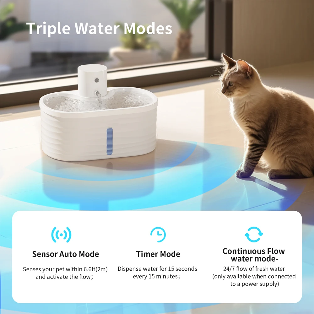 2L Rechargeable 5V USB Cat and Dog Water Fountain Automatic Sensor Water Fountain Suitable for Various Pet Drinking Bowls