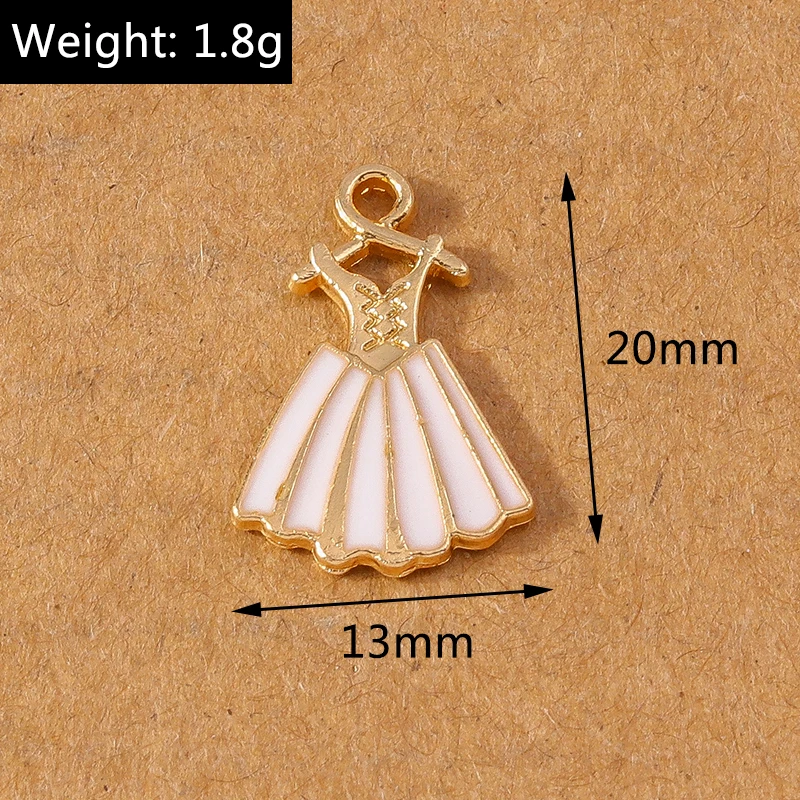 10pcs Pretty Enamel Princess Dress Charms Pendants for Jewelry Making Necklace Earrings Bracelet DIY Accessories Supplies