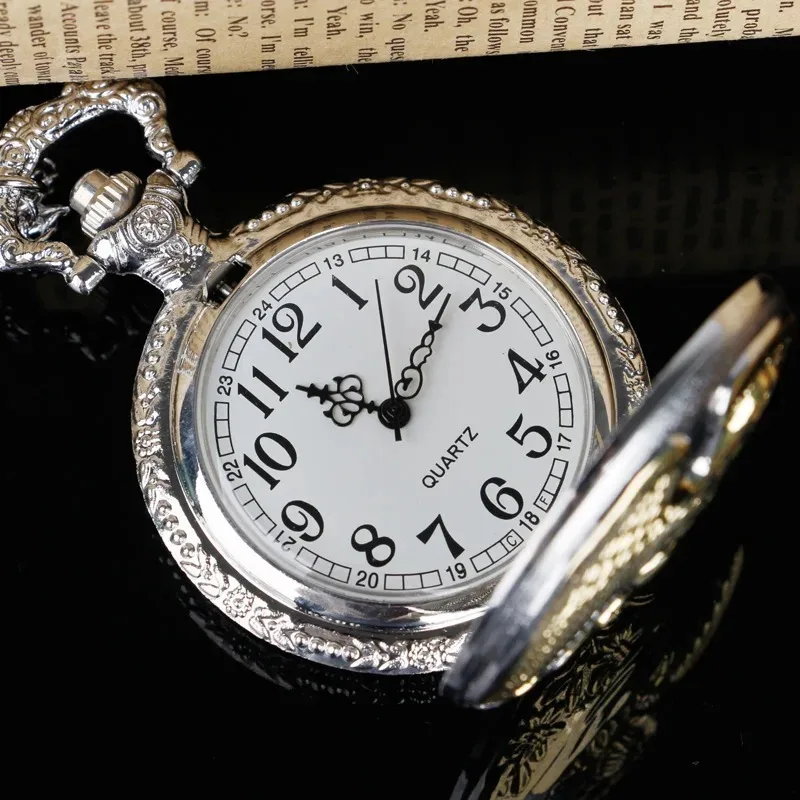 الرجعية الفضة الذهب النسر الطائر تصميم فوب كوارتز ساعة الجيب مع سلسلة قلادة مجموعات الفن العتيقة ساعة الذكور الإناث