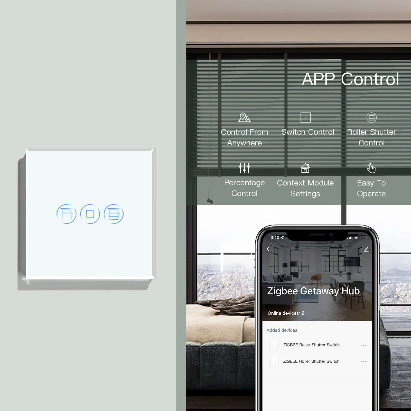 Bseed ZigBee Roller Shutter Switch Smart Wall Switch Intelligent Blinds Switches Tuya Smart Life APP Google Alexa Control