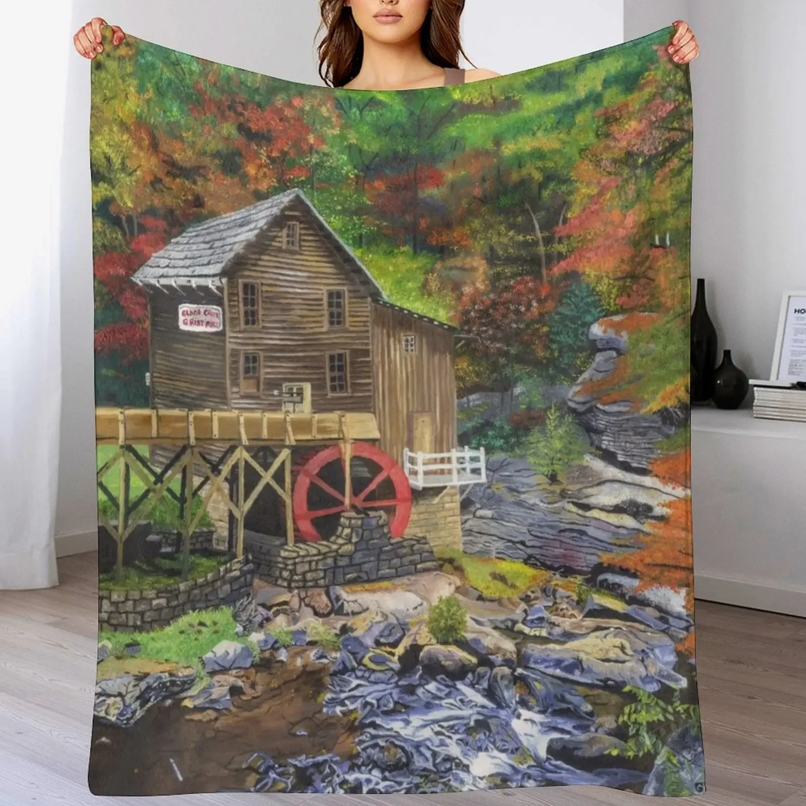 

New Glade Creek Grist Mill, WV Throw Blanket Cute Kid'S Luxury Travel Blankets