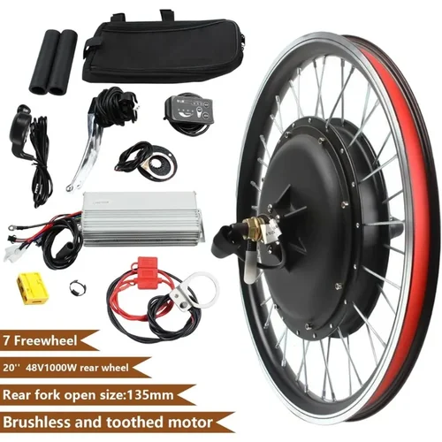 20 インチ電動自転車後輪変換キット 48V 1000W ブラシレス歯付きモーターハブ LCD ディスプレイ付き 20 インチ自転車 E-バイク用