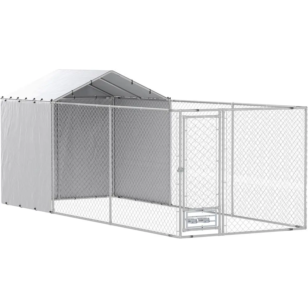 

Прочный оцинкованный питомник для собак на открытом воздухе, устойчивый к атмосферным воздействиям чехол, вращающиеся миски, подходят для средних и больших пород, домашних животных и P.