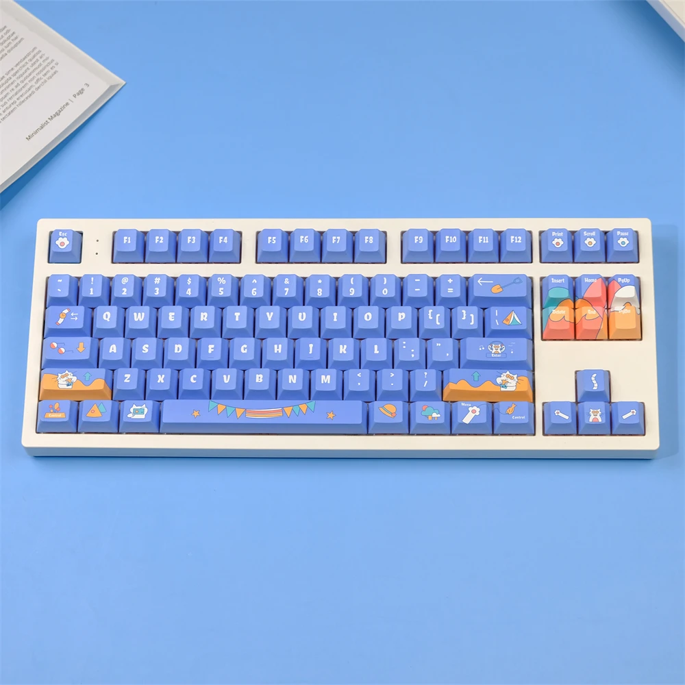 Capuchons de clavier chat mignon, capuchon continent PBT, sublimation de colorant, aucun profil pour Gateron, aucun commutateur MX, clavier mécanique, IK75, GK64, 129 prédire