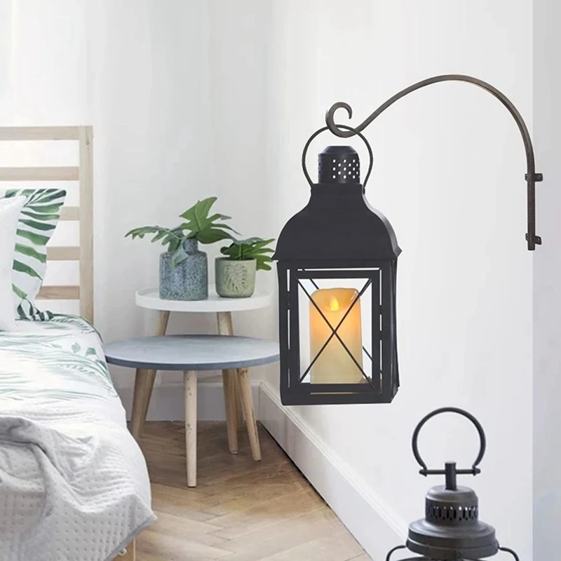 PORK-2PCS دعامة نباتية معلقة شديدة التحمل، دعامة تعليق منحنية على الحائط مقاس 16 بوصة لتعليق سلة الزهور، وحدة تغذية الطيور