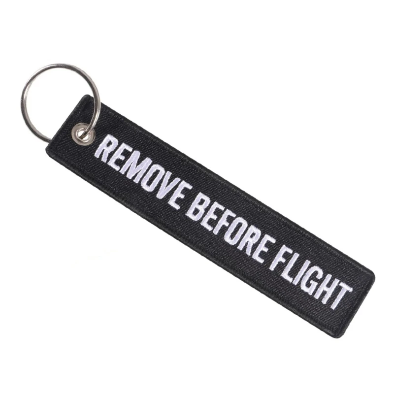 Remove Before Flights Key Chain Luggages Label Polyester Embroidery Chain Keychain For Aviations Gifts 40GF