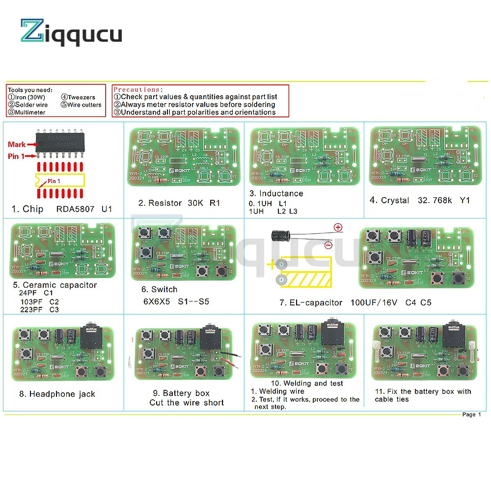 76-108MHz FM Stereo Radio DIY Kit Wireless FM Receiver Module Frequency DIY Electronic Production Training Welding Skills