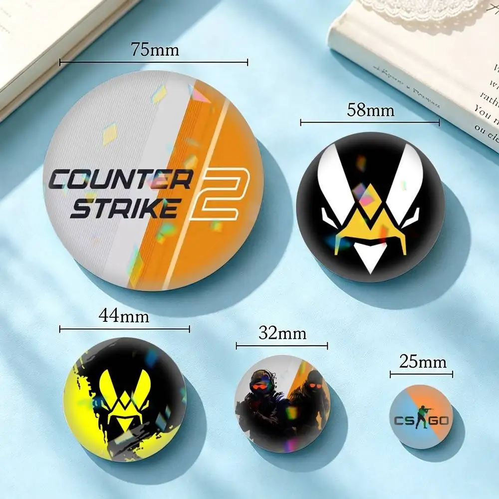 CS2 Team Vitality-Y G-Game 25 32 44 58 75mm Badges Personalized Round Brooches Pins Accessory Gift