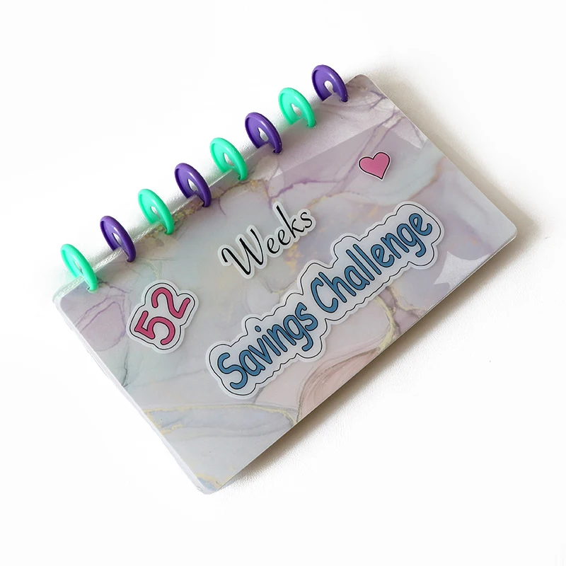 52 Week Savings Challenge Binder Reusable Cash Envelope Storage Box Fund Planning Savings Book Portable Budget Storage Booklet