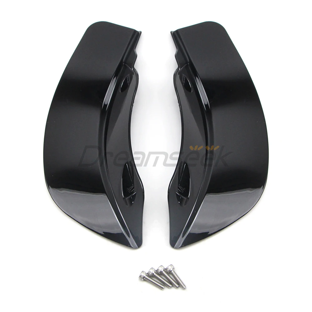 

Мотоциклетный боковой ветровой дефлектор для Harley Road Glide 2015-2023, верхний обтекатель, акцент, переднее лобовое стекло, крылья, спойлер, черный ABS