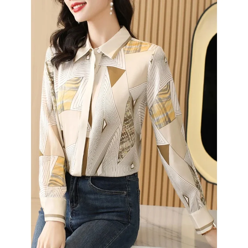 New Spring Women Blouse Office Ladies Shirts Fashion Printed tops Blusa Mujer image 3